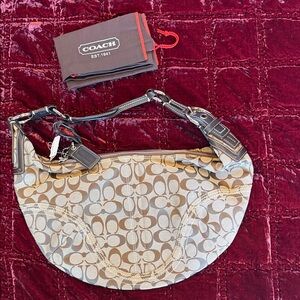 Coach Signature Brown and Cream Hobo Bag